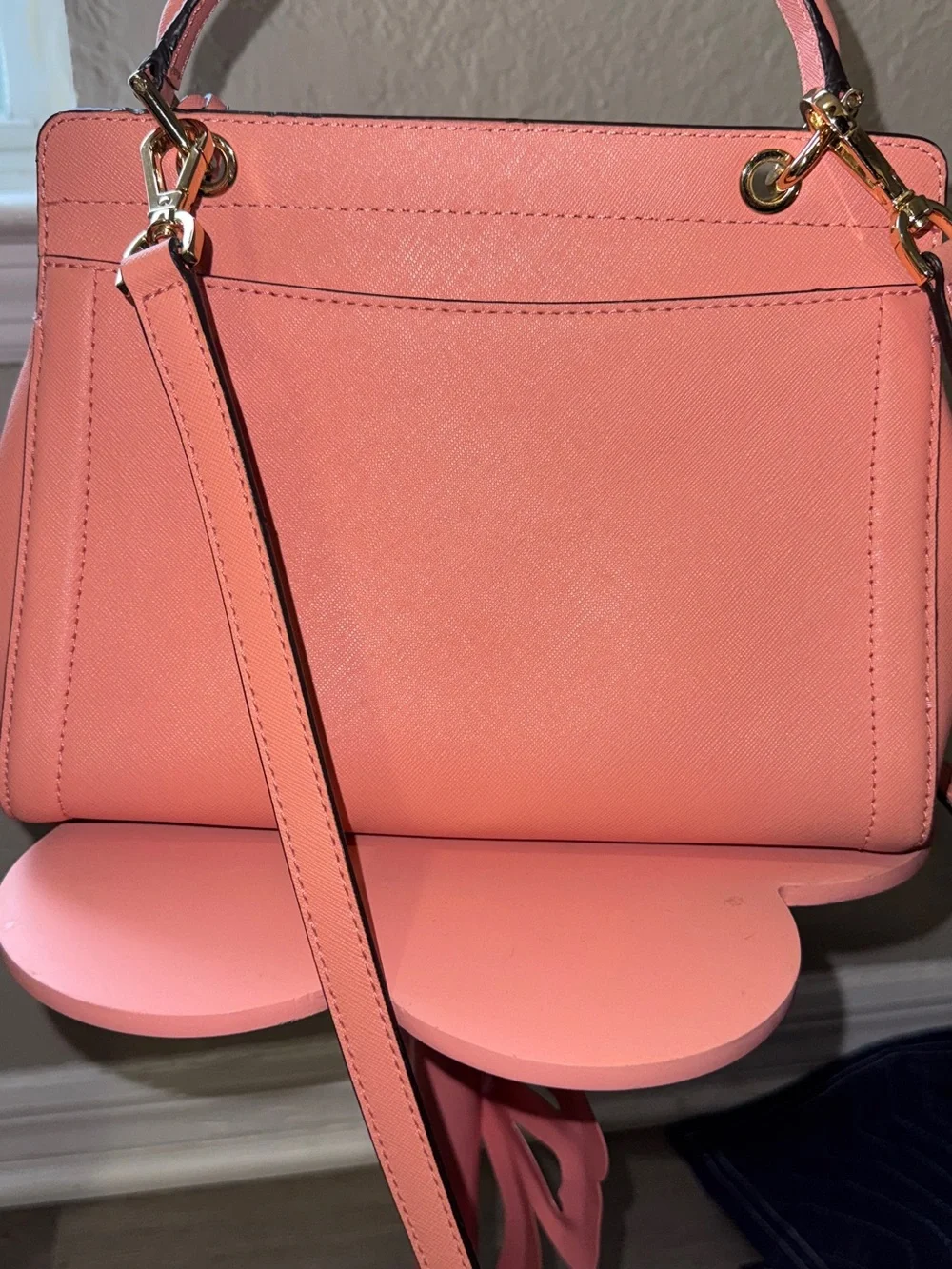 Michael Kors Talia Pink Saffiano Top-Handle Satchel with Gold-Tone Hardware